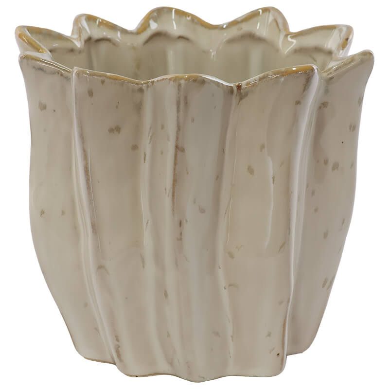 CREAM SPECKLED POT 15X16CM