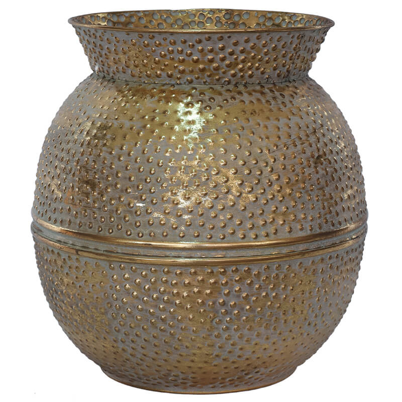 DOTTED GOLD METAL VASE 31CM